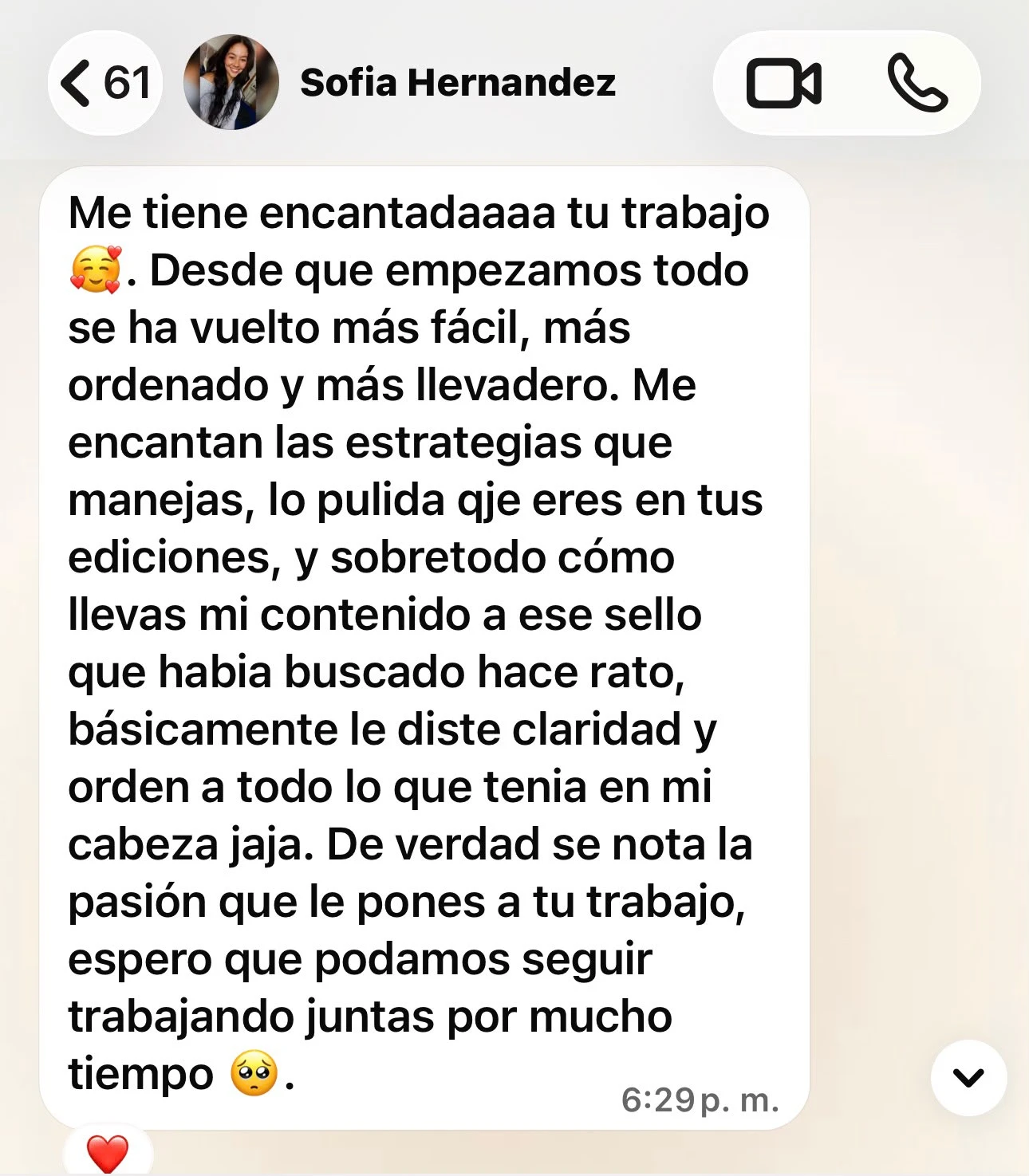 Mensaje de Sofía Hernández, psicóloga: 